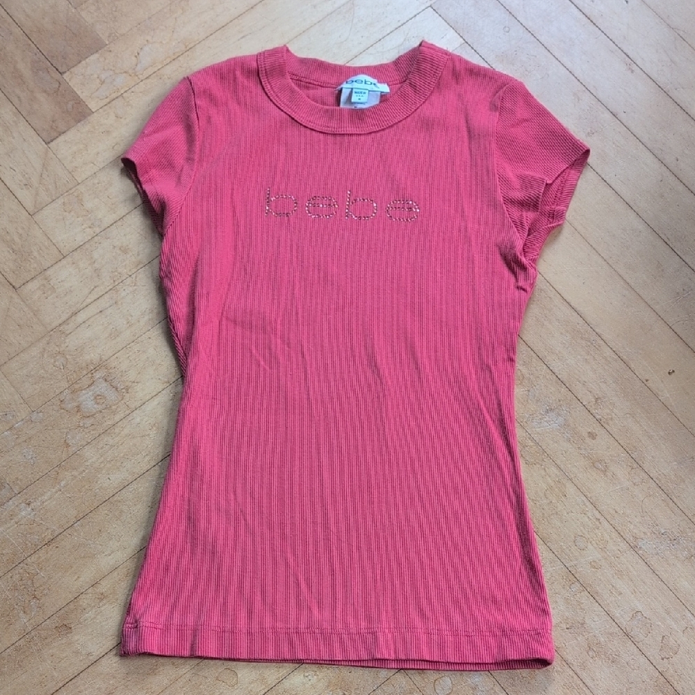 Bebe Rhubarb Ribbed T-Shirt Size M